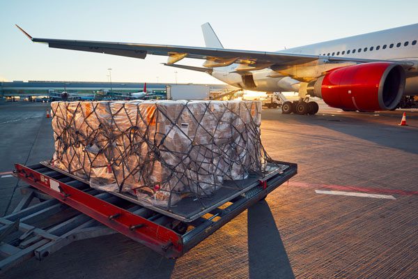 airplane cargo on a large pallet